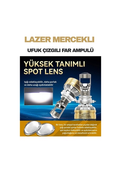 Fiat Fiorino 2007 - 2015 Mercek Led Ufuk Çizgili Far Ampulü Led Şimşek Etkili