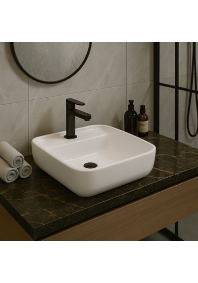 Delikli Çanak Lavabo Batarya 40x40 Cm Modern Tasarım 508 Yeşil