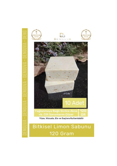 Lüks %100 Doğal Güzel Kokulu El Yüz Saç Vücut Cilt Orijinal Bitkisel Limon Sabunu 120g - 10 Adet