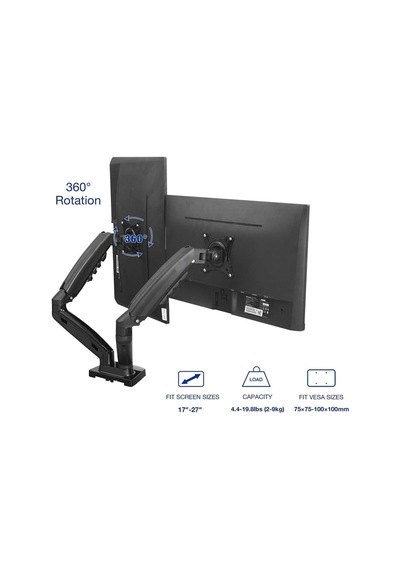 Vontech F160 Amortisörlü Çiftli 17-27'' Masa Üstü Monitör Tutucu