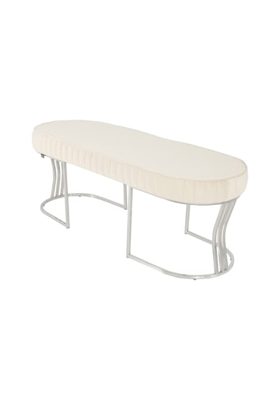 Viego Silver Striped- Beyaz Kapitoneli Chester Model Puf & Bench & Koltuk & Uzun Makyaj Puff & Yatak Ucu &önü