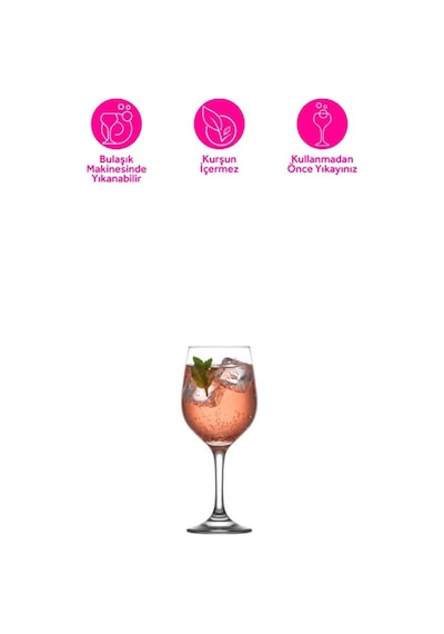 Lav Fame Cam Goblet 6'lı 480 ml Ayaklı (Şarap Kadehi , Kokteyl Bardağı)
