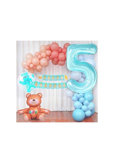 8 Rakam Pastel Mavi Folyo Balon 76 Cm Mavi
