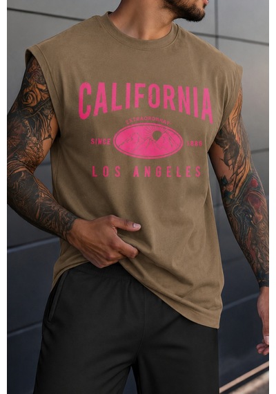 Cool Tarz Erkek Oversize Kolsuz Tişört %100 Pamuk California Baskılı Bisiklet Yaka Atlet Kahverengi Kahverengi Cool Tarz Erkek Oversize Kolsuz Tişört %100 Pamuk California Baskılı Bisiklet Yaka Atlet Kahverengi Kahverengi