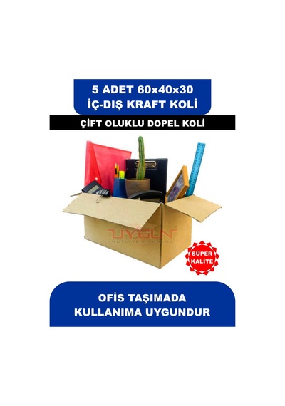 5 Adet 60x40x30 Ev Taşıma Kolisi, Çeyiz Kolisi, Boş Koli, Çift Oluklu Ksssk Dopel