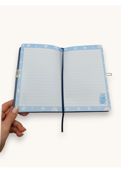 Sevimli Kutup Ayısı Hatıra Defteri Günlük Kilitli Defter 80 Yaprak - Turkuaz
