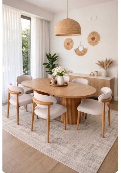 Bohem Masa Takımı 6 Sandalye - 90x170 Masa Mat-1900 Beyaz