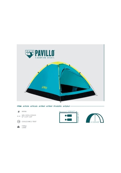 Bestway Pavillo 2 Kişilik Kamp Çadırı 205x145x100 Mavi