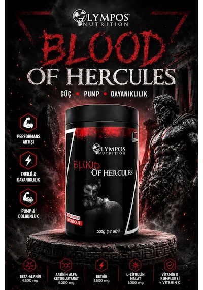 Blood Of Hercules Pre Workout 500gr 25 Servis Kan Portakalı