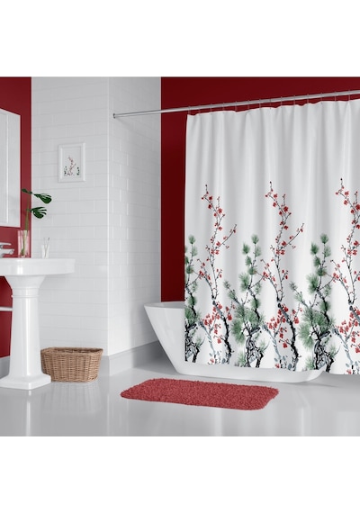 Banyo Perdesi 7766 1x180x200, Perde Borusu Askı Aparatı Köşe Boru Beyaz Hediyeli, Duş Perdesi Seti Çok Renkli