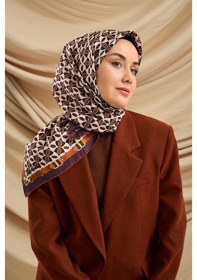 Silk Home Twill İpek Eşarp 11481-04 Koyu Mor, Tozpembe, Kahverengi, Sarı, Siyah