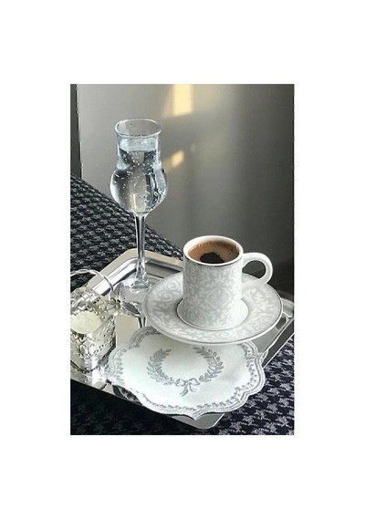 6'lı Silver Paslanmaz Çelik 21x21cm Kare Çay, Kahve, Pasta Servis Tepsisi Dekoratif Sunum Tepsisi