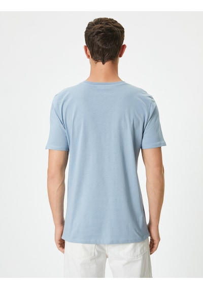 Koton Basic Tişört Slim Fit Bisiklet Yaka Kısa Kollu Mavi 4sam10842hk Mavi