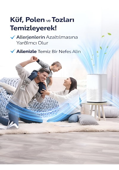 150 M³ Hacim Akıllı Hava Temizleyici 3 Katmanlı Hepa Hava Filtreli Temizleme Makinesi - Sessiz Beyaz