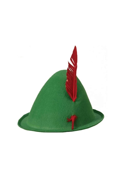 Yeşil Renk Kırmızı Tüylü Peter Pan Şapkası Robin Hood Şapkası 24x23 Cm - Ltgl-406920 18