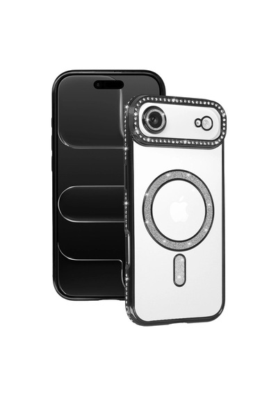 Apple iPhone Uyumlu iPhone 17 Air Joke Simli Magneticsafe Kılıf - Siyah Renkli