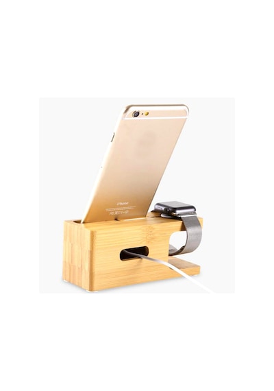 Watch ve Apple Uyumlu iPhone  Bambu Masaüstü Dock Şarj Standı