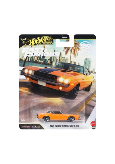 Hot Wheels Premium 1970 Dodge Challenger R/t - Fast & Furious 25. Yıl 2026 Turuncu 1/64 Diecast Mo Çok Renkli