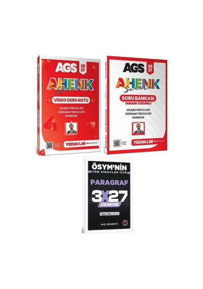 Yediiklim 2027 Meb-ags Eğitim Bilimleri Gelişim, Öğrenme Psikolojisi, Rehberlik Video Ders Notu + Soru Bankası 2 Li Set Ahenk Serisi+ Anla Kazan Paragraf