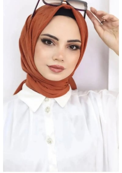 Melodi Scarf Kadın Tesettür Pratik Bambu Kraş Eşarp Kiremit Kiremit