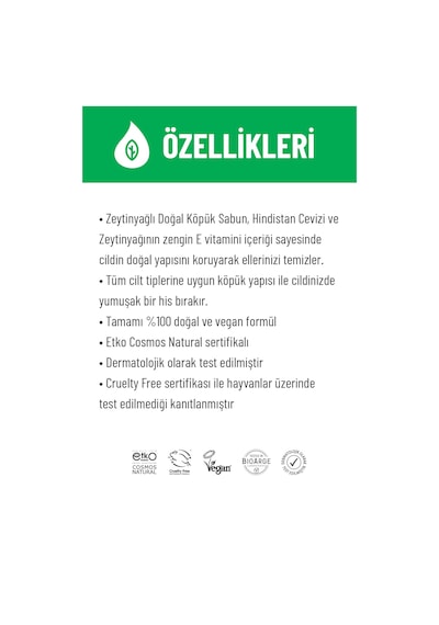 Siveno %100 Doğal Çocuk Köpük Kastil Sabun Zeytinyağlı Yoğun Nemlendirici Arındırıcı Bitkisel Vegan 250 ml