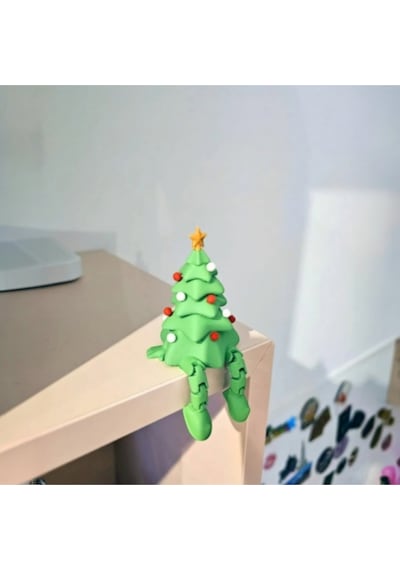 Sevimli Bacaklı 3d Baskı Yılbaşı Ağacı Figürleri - 3 Adet Dekoratif Masa Süsü 7 Cm