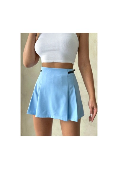 Verymoda Kemer Detaylı Şort Etek D2641 Mavi