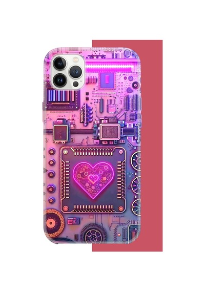 İphone 12 Pro Max Uyumlu Cyberpunk Neon Uv Baskılı Silikon Kılıf Renkli