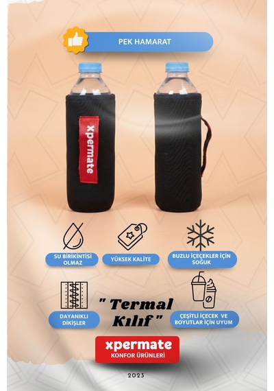 Xpermate Termal İçecek Kılıfı Sıcak & Soğuk Tutan Su Termal Kılıf 0,5l Siyah