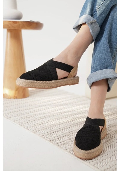 Trendella Kadın Siyah Espadril Ayakkabı Tr19my01a Kırmızı