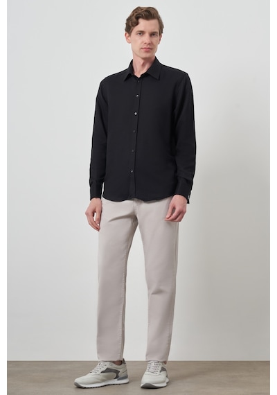 Morven Erkek Siyah Manşetli Slim Fit Sert Yaka Gömlek 25mc004031001 Siyah Siyah Morven Erkek Siyah Manşetli Slim Fit Sert Yaka Gömlek 25mc004031001 Siyah Siyah