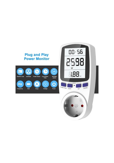 Ayrex Enerji Maliyeti Ölçüm Cihazı, Elektrik Maliyeti Ölçüm Cihazı, Lcd Ekranlı Ve Rastgele Modlu Priz, Güç
