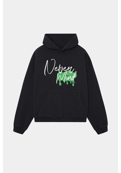 Emoji Siyah Hoodie - Oversize Streetwear Pamuklu Sweatshirt Siyah