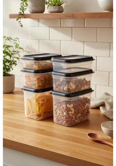 Bernardo Hide Plus 6'lı Saklama Kabı Siyah 2x 1,9lt - 2x 1 Lt - 2x 0,70 Lt