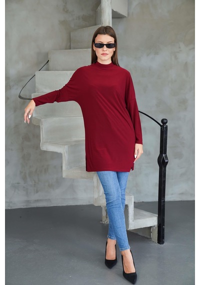 Penyebizden Tesettür Extra Uzun Tunik -bordo