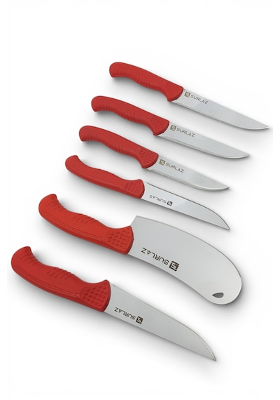 Sürlaz 5 Parça Mutfak Bıçak Seti Red Series -