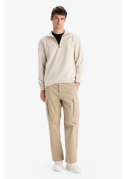 Defacto Boxy Fit Dik Yaka Yarım Fermuarlı Polar Sweatshirt E8632ax25wnbg721 Bej