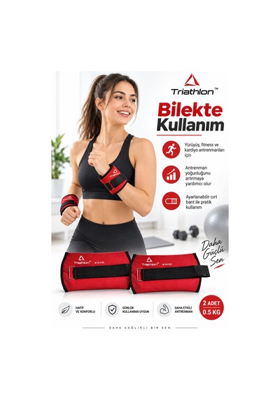 0,5 Kg X 2 Adet El Ayak Bilek Ağırlığı Ayarlanabilir Fitness Pilates Ağırlık Seti Kırmızı Kırmızı
