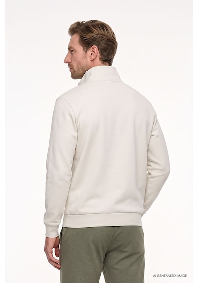 AC&Co / Altınyıldız Classics Standart Fit Normal Kesim İçi Polarlı Bato Yaka Pamuklu Erkek Sweatshirt Bej