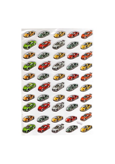Sticker Kabartmalı A4 Boyutunda Stiker Defter, Planlayıcı Etiket- Lim513 - Renkli Arabalar Çok Renkli