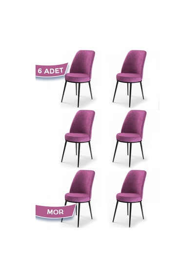 Canisa Concept Dexa Serisi Mor Renk 6 Adet Sandalye, Renk Mor, Ayaklar Siyah Mor