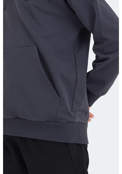 Slazenger Letto Unisex Çocuk Kapüşonlu Cepli Koyu Gri Sweatshırt Koyu Gri
