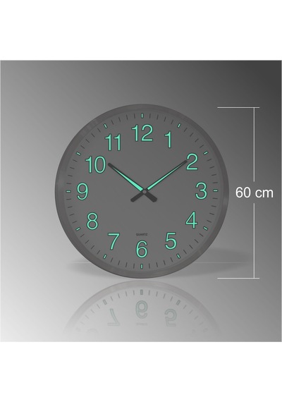 Büyük Dev 60 Cm Fosforlu Gece Görünen Parlayan Camlı Duvar Saati Çok Renkli