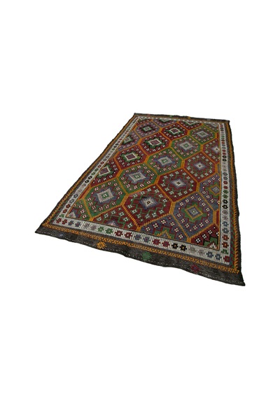 Bespoky 35623 Geometrik Etnik Salon Kilimi Çok Renkli