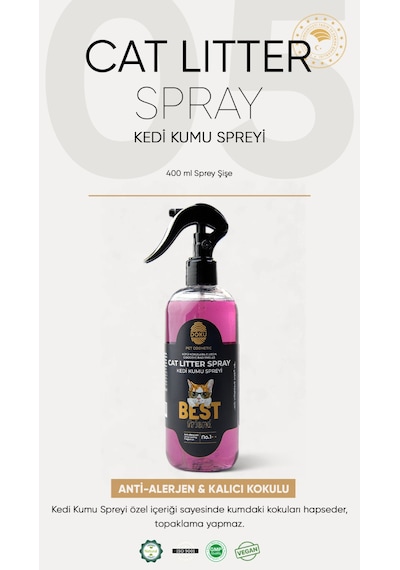 Doku Pet Cosmetic Kedi Kumu Spreyi Topaklanma Yapmayan Kedi Kumu Koku Giderici Sprey 400 ML