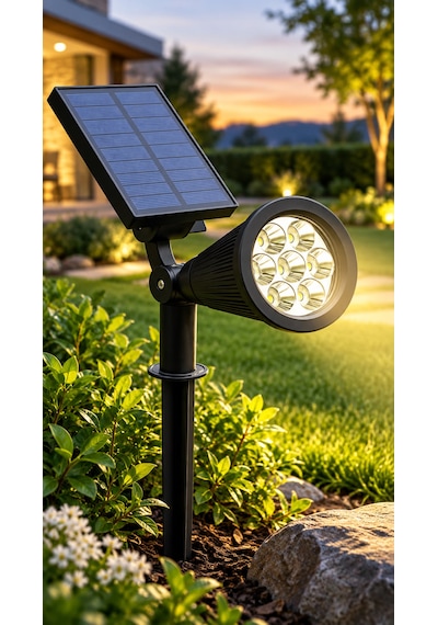 8w Güneş Enerjili Çim Solar Led Spot Lamba Bahçe Aydınlatma Sarı Renk 7 Ledli Hareket Sensörlü Su Geçirmez Bahçe Yol Teras Balkon Kapı Önü Yürüyüş Yolu Göl Kenarı İçin Uygun Sıcağa Soğuğa Dayanıklı