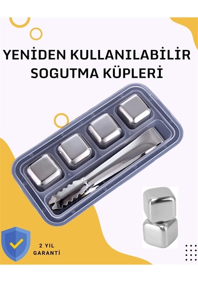 Paslanmaz Metal Buz Küpleri-çok Amaçlı Kullanıma Uygun Açık Gri