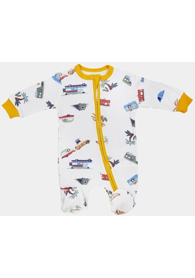 Tiffany Baby & Kids Tiffany Baby Caravan Theme Fermuarlı Patikli Bebek Tulumu 12040 Ekru
