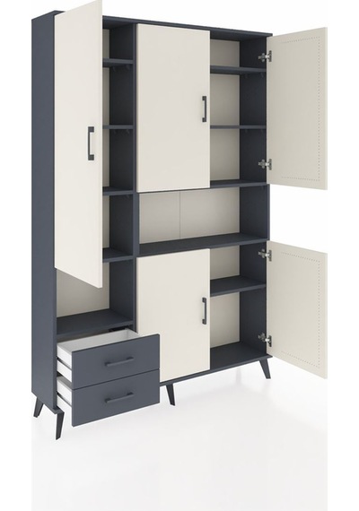 Arges Dolap 10 Raflı 2 Çekmeceli 5 Kapaklı 132x30x195 Antrasit-aytaşı/antrasit Aytası/antrasıt