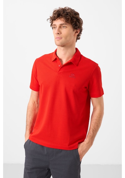 Tommylife Tommy Life Kırmızı Basic Logolu Standart Kalıp Triko Polo Yaka Erkek T-shirt - 87748 Kirmizi
